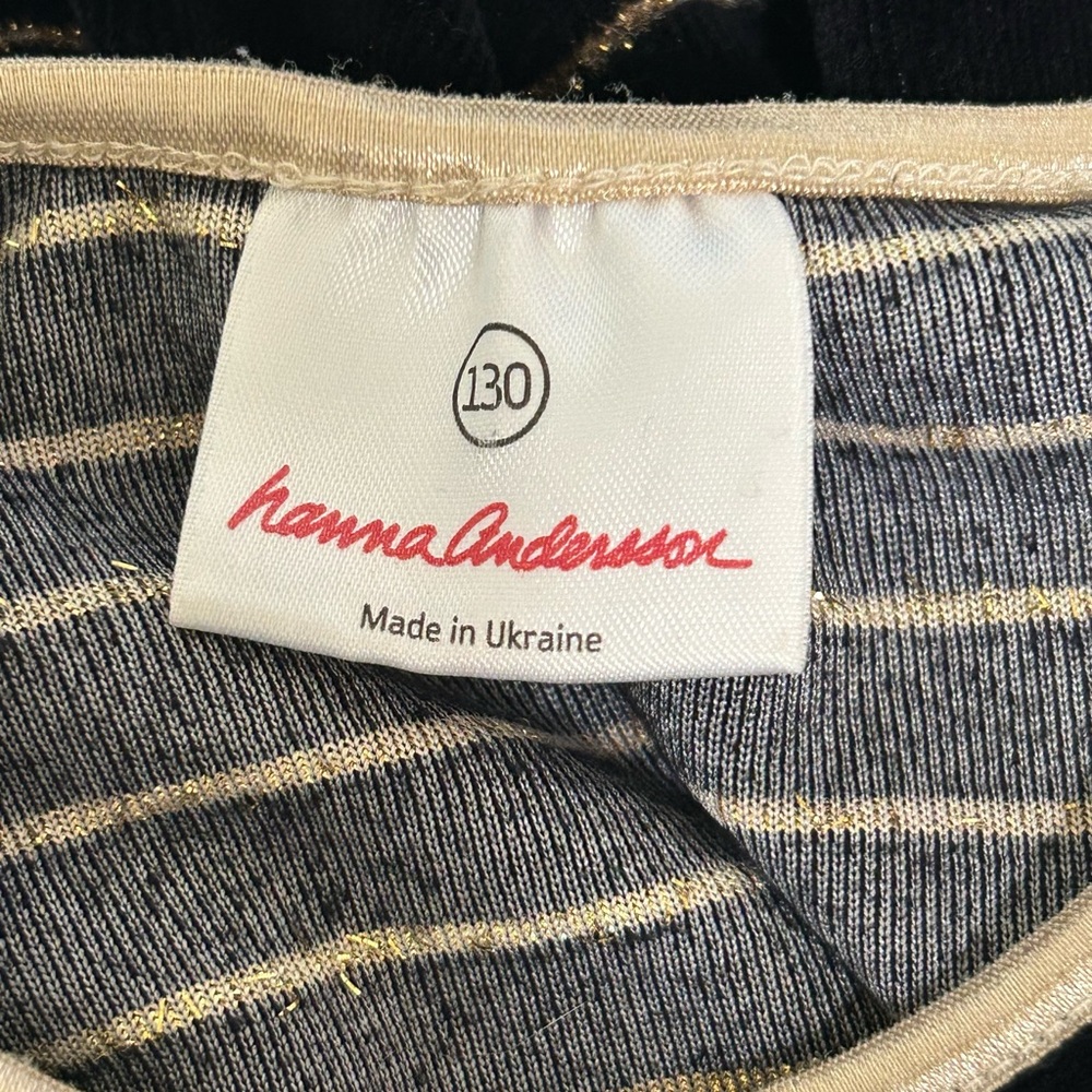 Sz8 Hanna Andersson Striped Lurex Velour Dress - Picture 6 of 7
